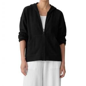 NEW EILEEN FISHER hooded zip jacket in black